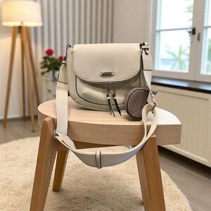 Chic Calvin Klein Cream Crossbody Bag with Coin Pouch